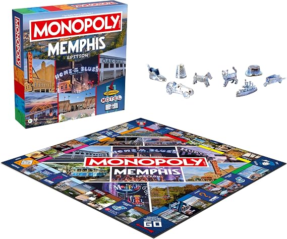 Monopoly Board Game Memphis, TN Edition: 2-6 Players Family Board Games for Kids and Adults, Board Games for Kids 8 and Up, Great for Game Night