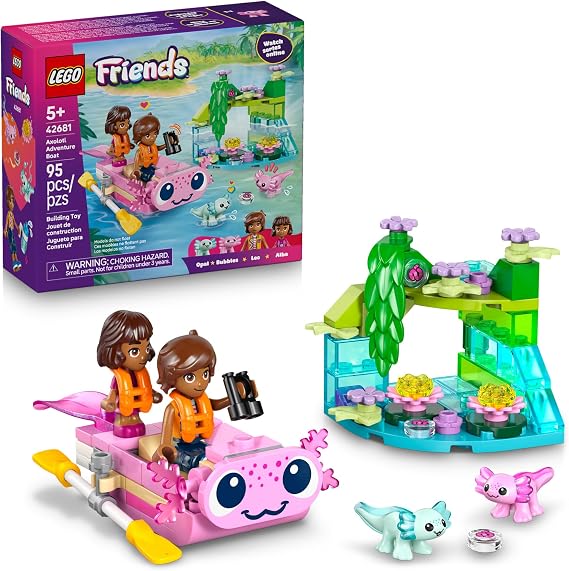 LEGO Friends Axolotl Adventure Boat Building Toy for Girls & Boys - Pretend Play Set for Kids, Ages 5+ W/Leo Minidoll, Alba Microdoll, 2 Toy Pets, Accessories - Gift Idea for Birthdays - 42681