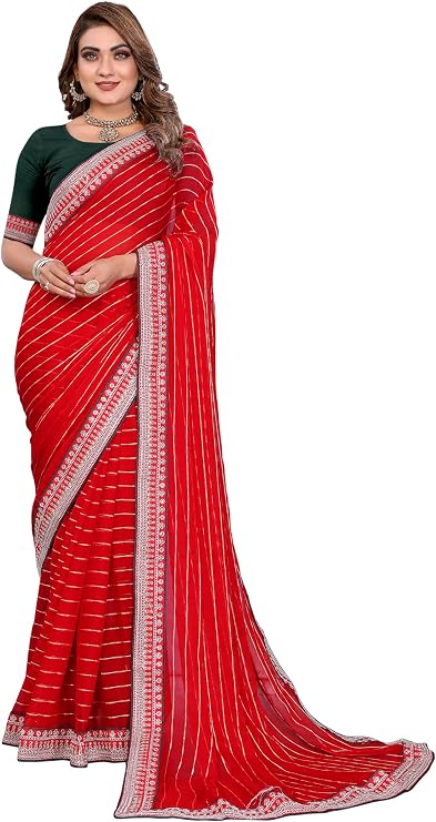 Women's Georgette Embroidered & Sequin work Bollywood Fancy Saree (Shreeja)