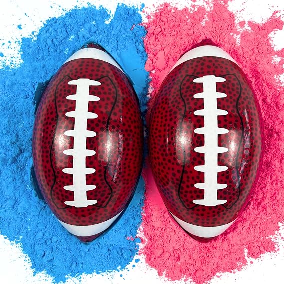 Gender Reveal Football Set with Pink & Blue Powder - Gender Reveal Ideas - Baby Reveal Party Ideas Touchdowns Or Tutus Exploding Reveal Ball Decorations Quarter Back Cheerleader