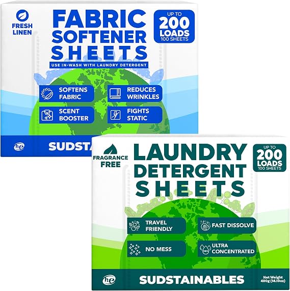 Fabric Softener Sheets bundle with 100 Strips Unscented Laundry Detergent Sheets