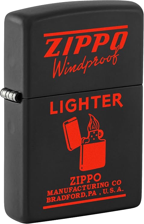 Zippo Lighter: Vintage Ad, Zippo Windproof in Red - Black Matte 81719