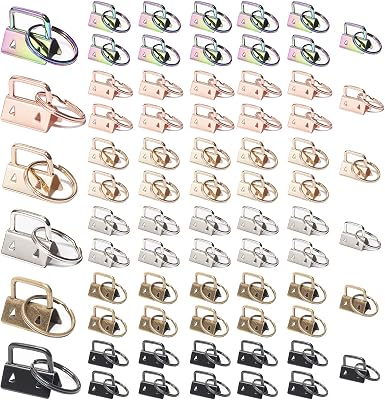 72 Pcs 1 Inch Key Fob Hardware Set, ABuff 6 Colors Keyfob Hardware Kit, Key Chain Making Hardwares Supplies for Bags, Lanyard, Wrist Strap