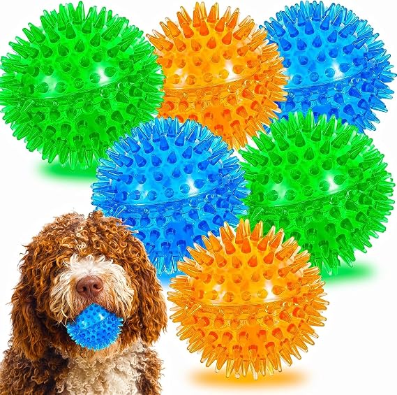 High Bounce Rubber Spike Small Dog Balls for Puppy Teething, Small and Medium Aggressive Chewers Chew Toys Ball