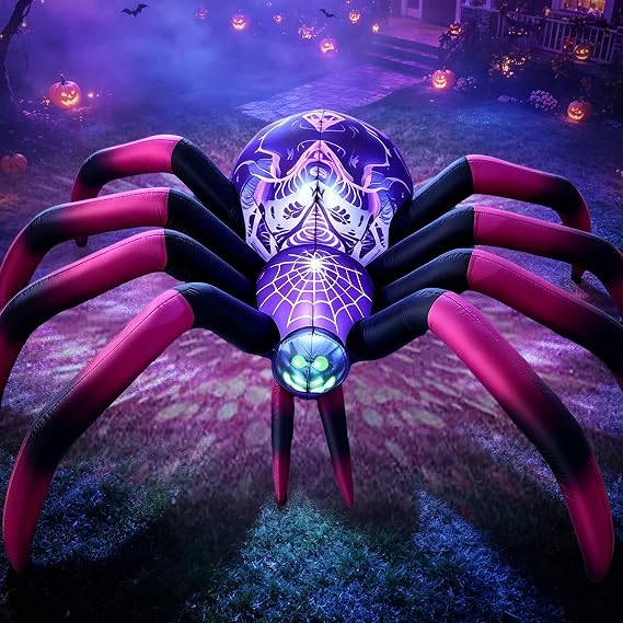 8FT Halloween Inflatable Decorations Spider, Build-in Magic LED Lights Holiday Blow Up Yard Decoration for Halloween Holiday Party Outdoor,Garden Yard Lawn Decor