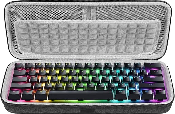 GEEKRIA 60% Compact Keyboard Case, Hard Shell Travel Carrying Bag for 61 Keys Computer Keyboard, Compatible with SteelSeries Apex Pro Mini, Razer Huntsman Mini, RK Royal KLUDGE RK61
