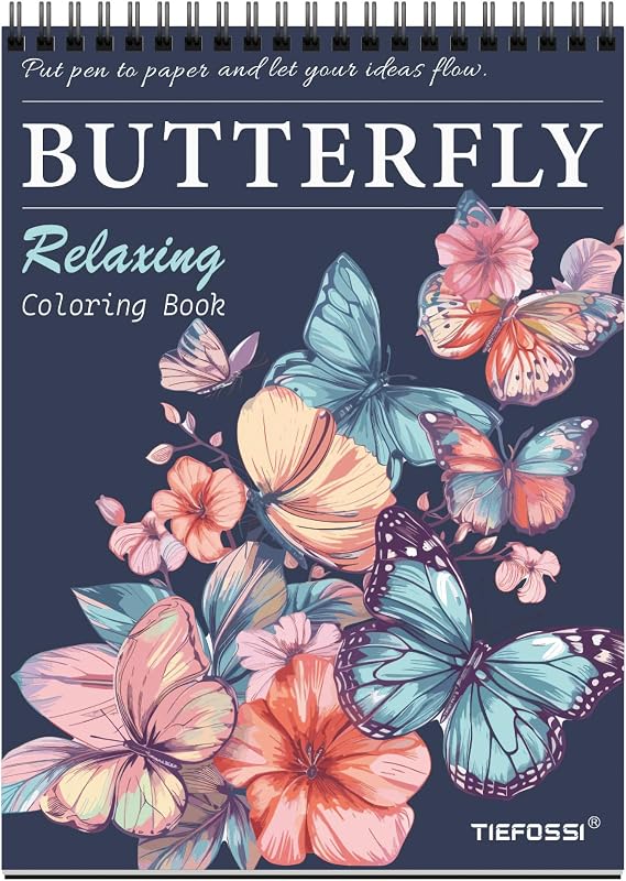 TIEFOSSI Relaxing Butterfly Coloring Book, for Adults to Relax and Relieve Anxiety,160 GSM 50 Original Tearable Designs, Gift for Kids Adult