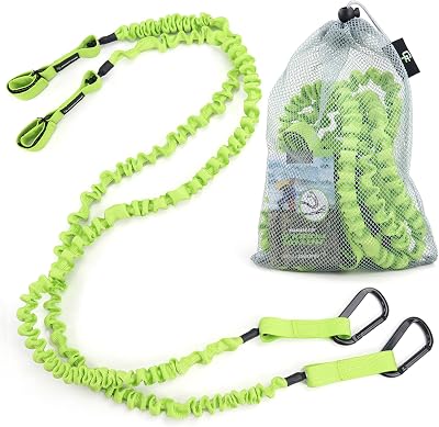 Gradient Fitness 2 Pack Kayak Paddle Leash, 5-8 Feet Stretchable Paddle Strap with Carabiner Secure Leash Lanyard Rope for SUP Kayak Canoe Paddle Fishing Pole Rod