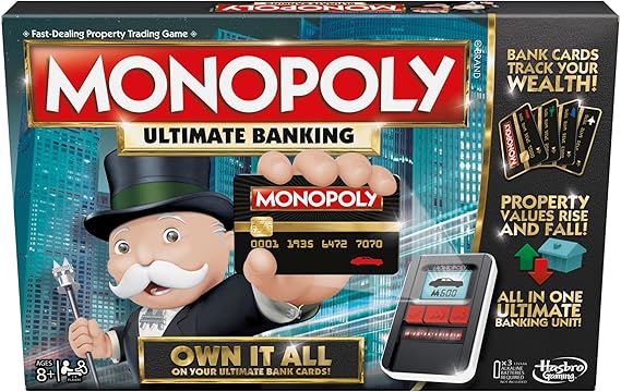 Monopoly Ultimate Banking Edition Board Game for Families and Kids Ages 8 and Up, Electronic Banking Unit