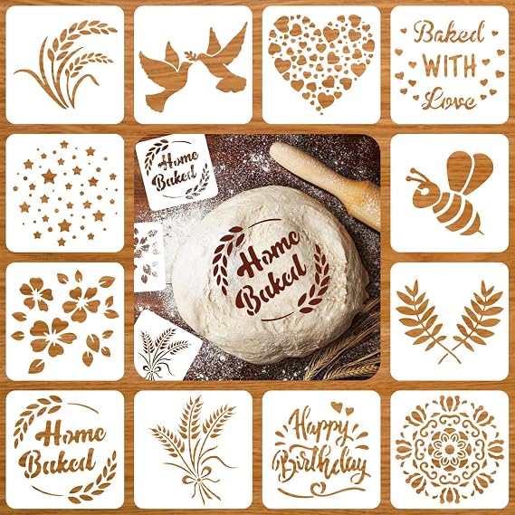12 Pcs Sourdough Bread Stencils, 6 in Reusable Baking Templates