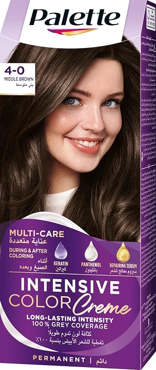 Schwarzkopf Palette Intensive Hair Colour Cream With Liquid Keratin - 4-0 Medium Brown 100 ML