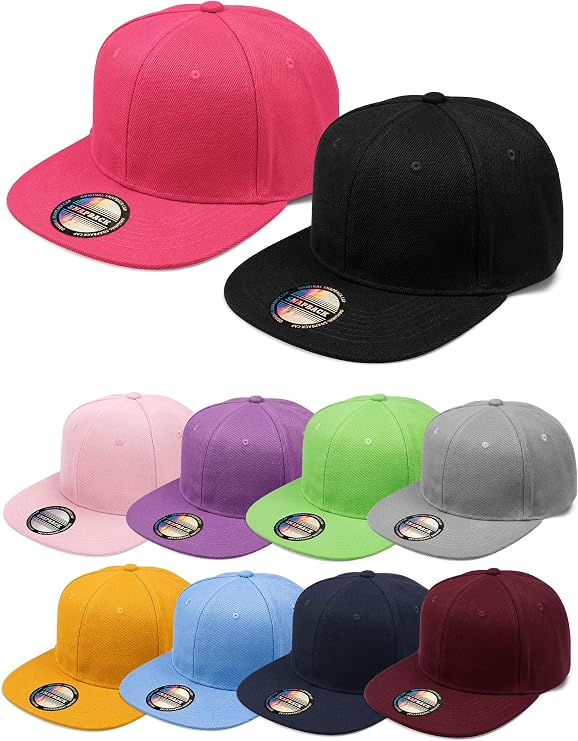 10 Pack Blank Snapback Hats for Men Flat Brim Hats Baseball Caps Bulk