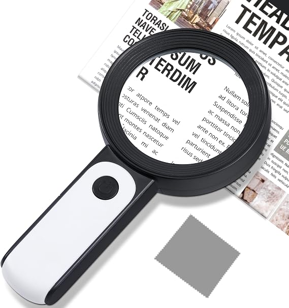 Magnifying Glass with Light for Rreading - Large Handheld Lighted Magnifier Glasses 18 LED 3 Modes Illuminated Magnify Lens for Seniors Rreading Book Macular Degeneration Coins Jewelry Hobby Gifts