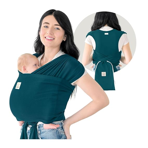 KeaBabies Baby Wrap Carrier Ring Sling, D-Lite Baby Carrier (Peacock Green) | Easy to Wear, Adjustable Baby Carrier Newborn to Toddler, Infant Carrying Shirt, Hands Free Bonding, Breathable Fabric Wrap
