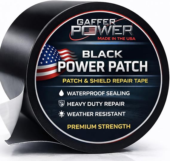 Gaffer Power Black Butyl Repair Tape 4 in x 5 ft, Waterproof, USA Made