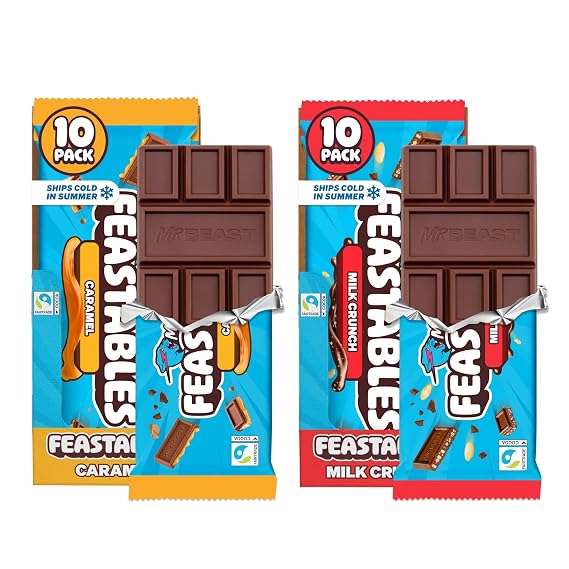 MrBeast Feastables Caramel & Milk Chocolate Crunch Variety Pack, King 20ct