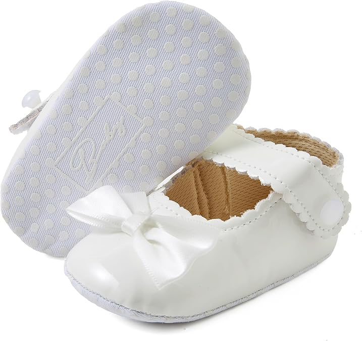 JOYEBUY Infant Baby Girls Soft Sole Bowknot Princess Wedding Dress Mary Jane Flats Prewalker Newborn Light Baby Sneaker Shoes