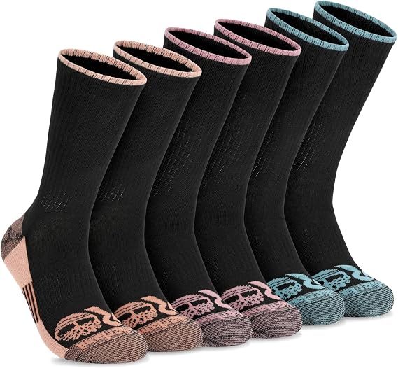 Timberland PRO Women's Work Crew Socks for Women, Sorbtek Moisture Control Performance Womens Socks, Arch Support, Cushioned Footbed