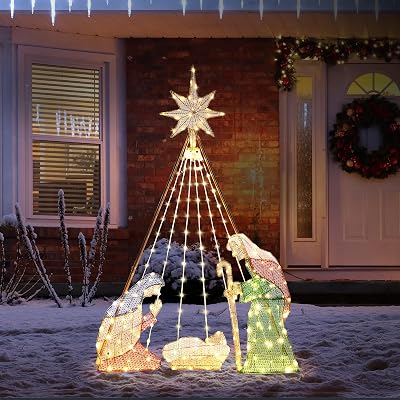 VINGLI 6FT Nativity Scene for Outdoor Christmas Decorations, Lighted Large Nativity Set for Yard Decor, Xmas Holy Family Set for Yard Lawn Garden w 220 LED Lights, Stakes, Zip Ties