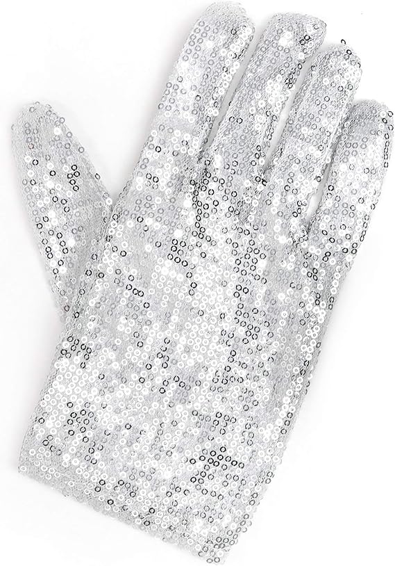 CTSHIZF Michael Jackson Sequin Gloves - White Right Hand Glove Costume Accessory - 1 Piece, White, One Size