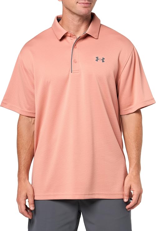 Under Armour Men's Tech Golf Polo, (696) Canyon Pink / / Pitch Gray, Medium