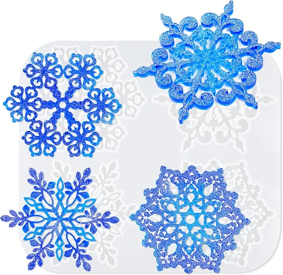 NiArt Snowflake Coaster Mold 4Pcs Silicone Epoxy Resin 4.17" DIY Craft Kit