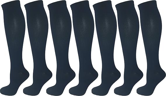 7 Pair Moderate Graduated Compression Socks Assorted Colors