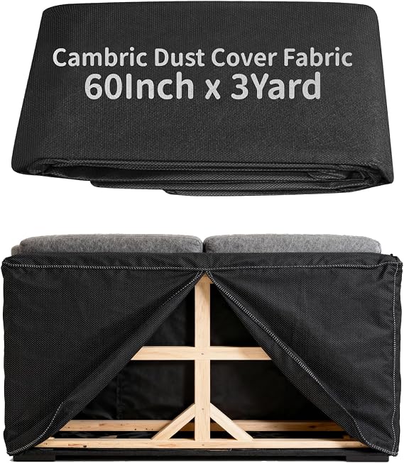 Upholstery Cambric Dust Cover Fabric, 60 Inch x 3 Yard, Replacement Material for Bottom of the Sofas, Chairs, Conceals Frame and Staples Inside Furniture