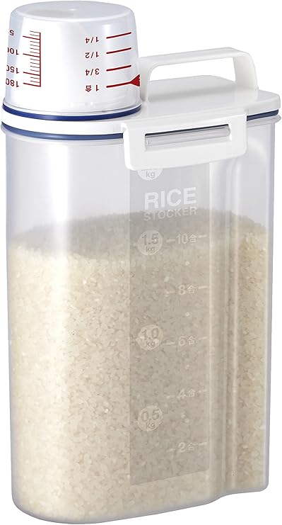 Asvel 7509 Rice Container Bin with Pour Spout Plastic Clear 2KG(White)