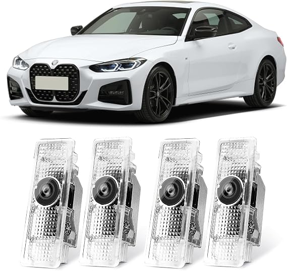 4Pcs Car Door Projector Logo Lights for BMW, Door Projector Lights for 1 2 3 4 5 6 7er M GT X1 X3 X4 X5 X6, HD LED Original Logo Light, Car Welcome LED Light Logo