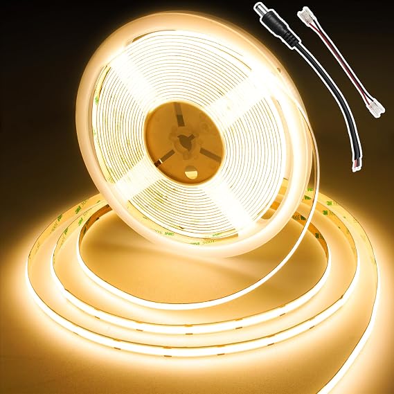 COB LED Strip 10m, 384 LEDs/m, 24V, 2700K (No Power Supply) | 8mm Wide, CRI 92+, 90lm/w, 9w/m, Continuous, Dimmable LED Strip for Bedroom, TV Backlight, DIY Indirect Lighting, Warm White [Energy Class F]