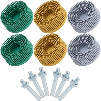 2 Inch Bristle Disc, 6 Pieces Bristle Disc Grade 50# 80# 120# with 14 Inch Abrasive Coating Removal Disc for Metal