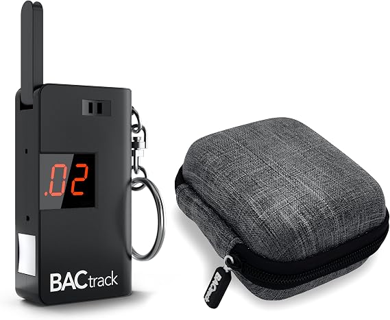 BACtrack Keychain Breathalyzer (Black) and Carrying Case Bundle