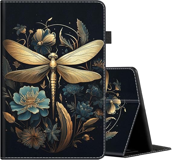 Case for All-New Amazon Kindle Fire HD 10 and Fire HD 10 Plus Tablet (13th/11th Generation, 2023/2021 Release) 10.1, Slim Folding Stand Cover with Auto Wake/Sleep, Dragonfly