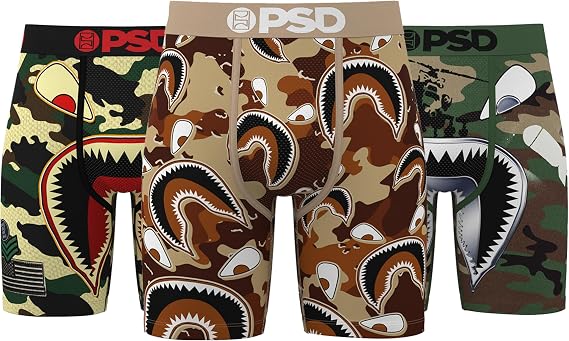 PSD Men's WF Military 3-Pack Boxer Brief, Multi, L