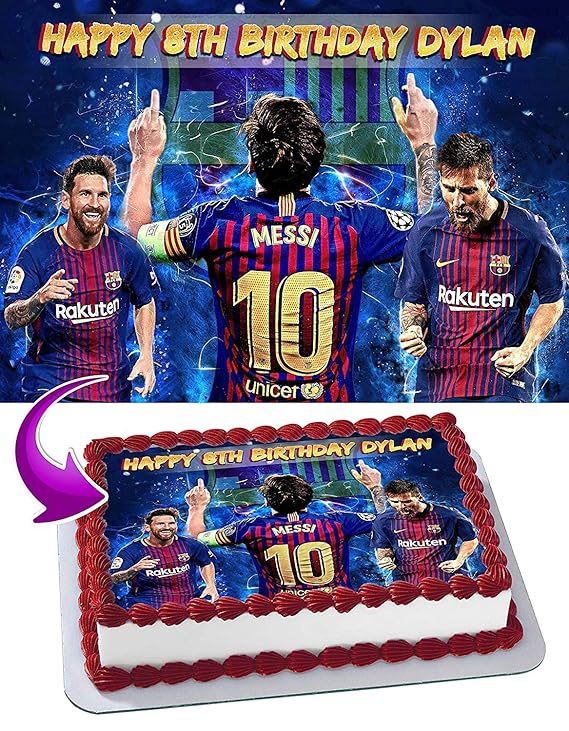 Cakecery Lionel Messi 10 Edible Cake Image Topper Personalized Birthday Cake Banner 1/4 Sheet