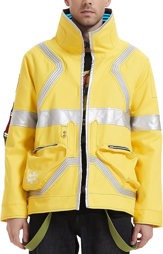 Men's Yellow Cosplay Bomber Jacket, Bright Stand Collar