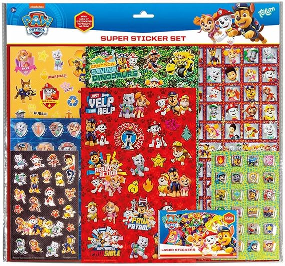 Totum Paw Patrol SUPER STICKER SET - With over 300 stickers, a bag of over 100 laser stickers and some 2D puffy stickers