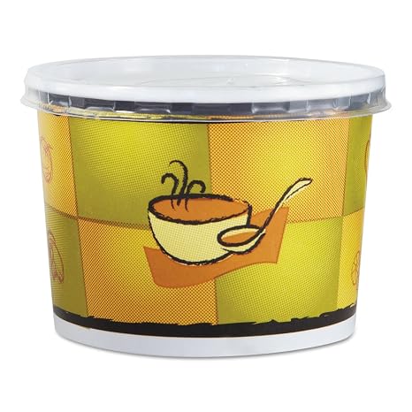 Streetside Squat Paper Food Container W/Lid, Streetside Design, 12oz, 250/ct
