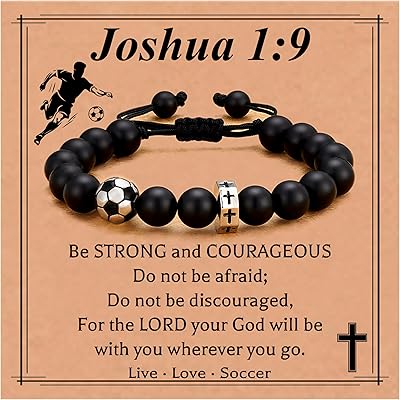 BaseballBasketballFootballSoccer Bracelet for Boys Cross Beaded Bracelet Gifts for Son Grandson Players Team Fan Friends,Easter Basket Stuffers for Teens Boys
