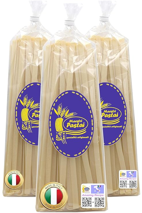 Maestri Pastai, Gourmet Tagliatelle Italian Pasta (Italian Ribbon Pasta), (Pack of 3), Special "Series 42", Premium Quality Imported from Mercato San Severino, Italy, 17.66 oz (1.1 lbs) (each)