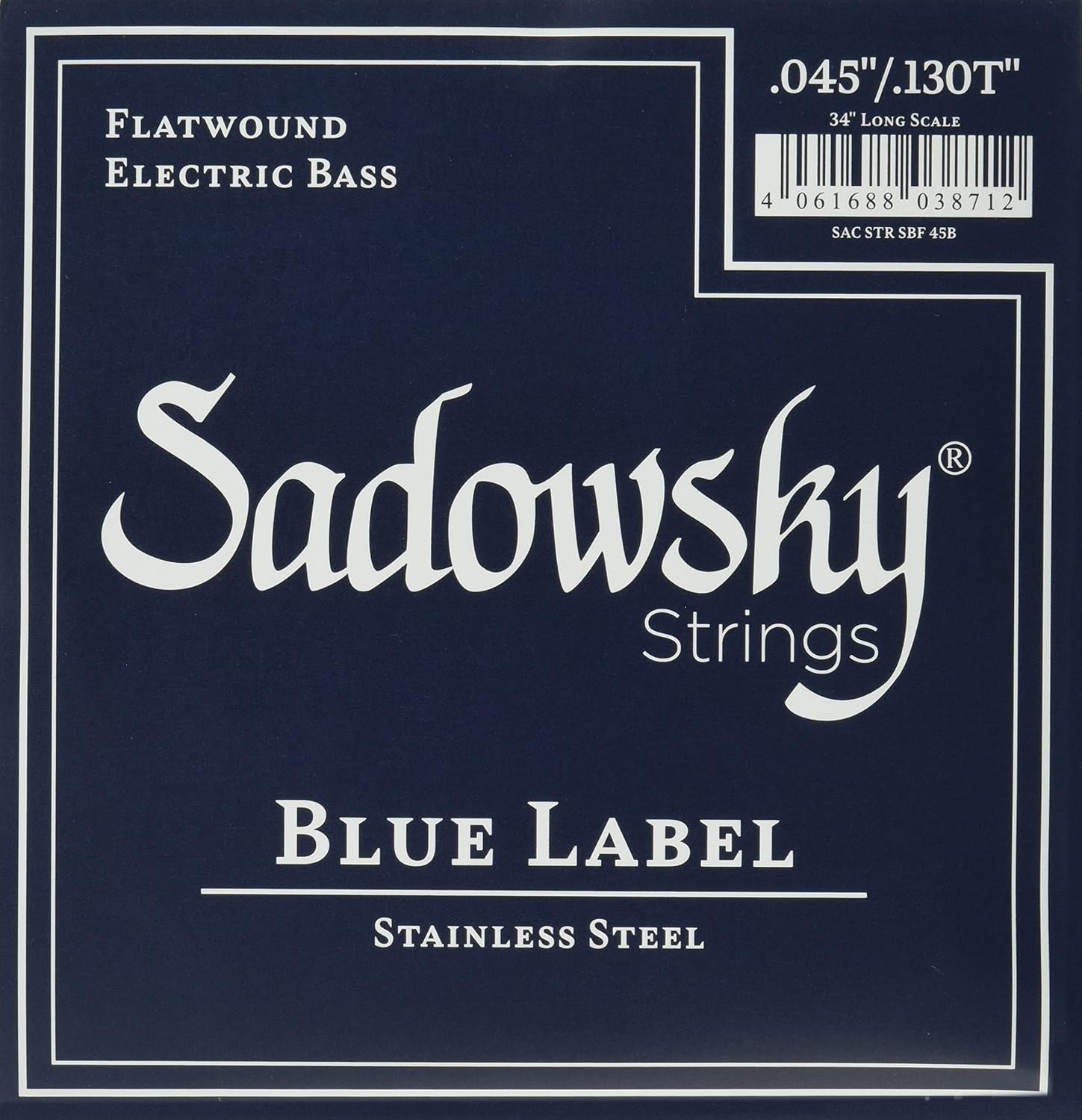 Blue Label Base Strings Stainless Steel 5 String Flat Wound 5 String 045-130 SBF45B Blue