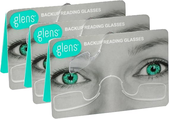glens Unisex Armless Reading Glasses - 3 Reading Glasses - Emergency Lightweight Pocket Ultra Thin Readers