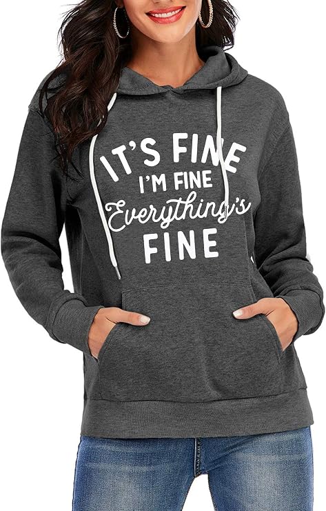 VILOVE Funny Sweatshirts for Women Its Fine Im Fine Everything is Fine Shirts Inspirational T-Shirt Cute Sayings Tee Tops