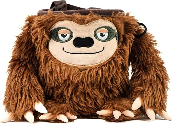 Sloth Chalk Bag for Climbing and Bouldering for Adults & Children YY Vertical Chalk Bag with Belt & Brush Holder Large Opening Leak-proof Drawstring Boulder Gift Gymnastics