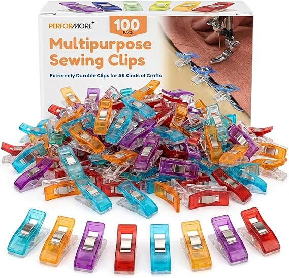 Performore Magik Clips, 100-Pack Multicolored Sewing Clips for Quilting & Crafts Ideal for Precise Sewing, Fabric Holding, and Creative Craft Projects