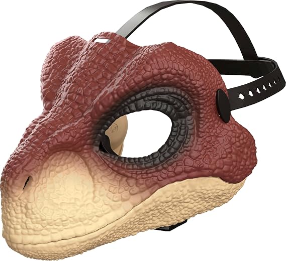 Mattel Jurassic World Rebirth Raptor Dinosaur Mask, Role-Play Head Wear, Movie-Inspired Costume Gear, Openable Jaw, Realistic Texture and Color, Adjustable Strap