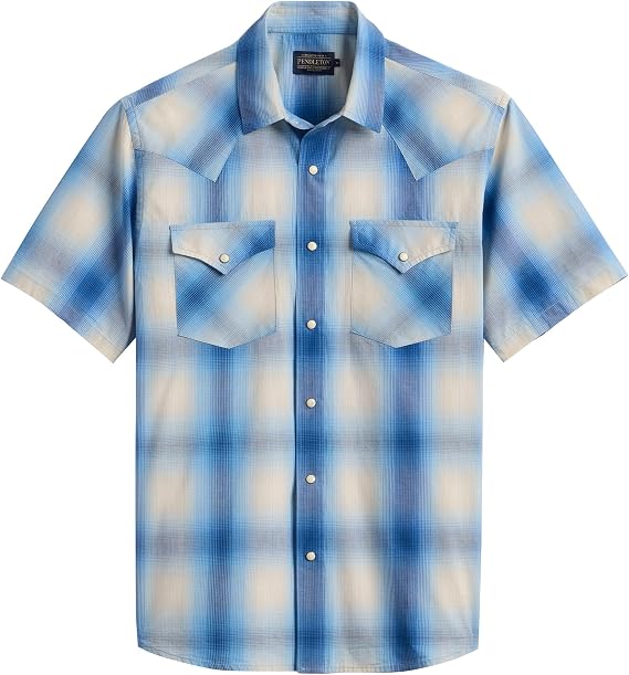 Pendleton Mens Short Sleeve Frontier Shirt, Comfortable Cotton Polyester