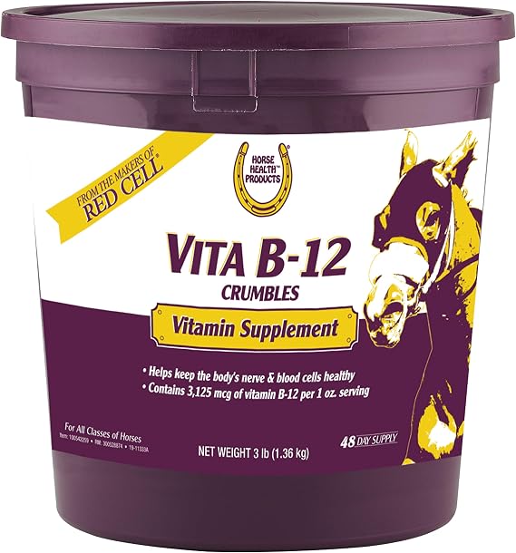 Horse Health Vita B-12 Crumbles Vitamin Horse Supplement, 3 lbs | 48-Day Supply,Supports red blood cell production for peak performance