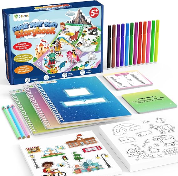 D-FantiX 3 Pack My Storybook Art Kit with Stickers, Create Your Own Story